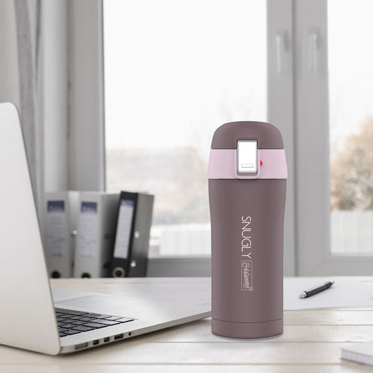 Maestro Stainless Steel Plastic Thermos Bottle 300ml Brown