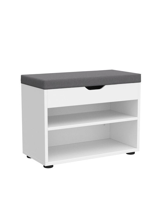 Wooden Shoe Organizer with 6 Shelves White / Grey 60x30x47cm