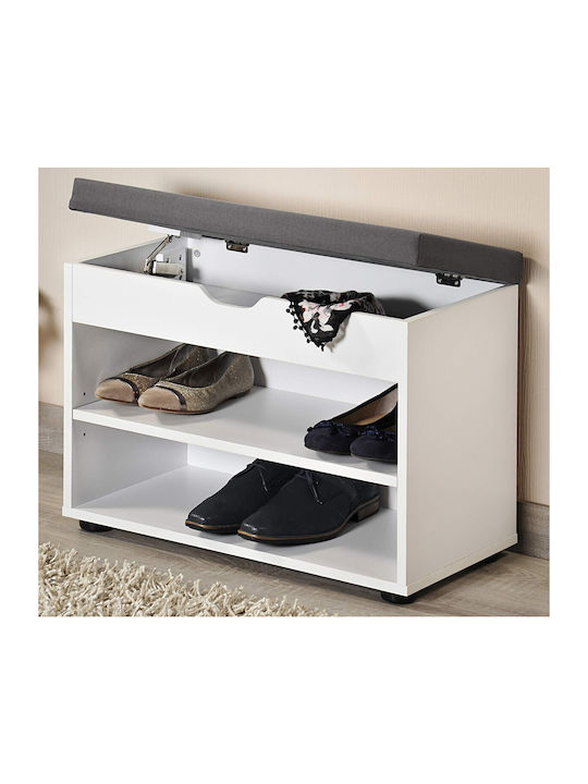 Wooden Shoe Organizer with 6 Shelves White / Grey 60x30x47cm