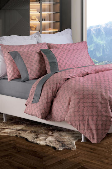 Makis Tselios Home Duvet Cover Set Cotton Single with Pillowcase 170x240 Diamonds Pink