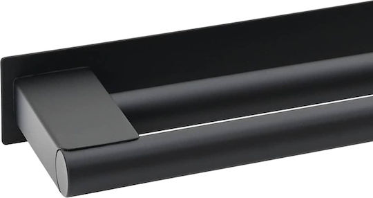 vidaXL Стелаж Баня Единична Подов със закопчалка за обръч и примка ​40x9см Inox Черен
