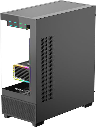 ProGaming Kian Gaming Midi Tower Computer Case with Side Window and ARGB Lighting Black
