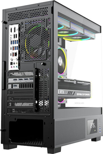 ProGaming Kian Gaming Midi Tower Computer Case with Side Window and ARGB Lighting Black