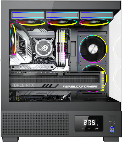 ProGaming Kian Gaming Midi Tower Computer Case with Side Window and ARGB Lighting Black