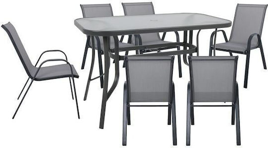 Garten- und Outdoor-Möbelsets Speisesaal Rio 7 Stück Anthrazit E250,50