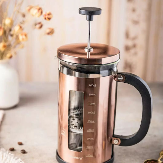 Klausberg Französische Pressstempel-Kaffeemaschine Rostfreier Stahl Bronze 1lt