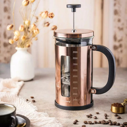 Klausberg Französische Pressstempel-Kaffeemaschine Rostfreier Stahl Bronze 1lt