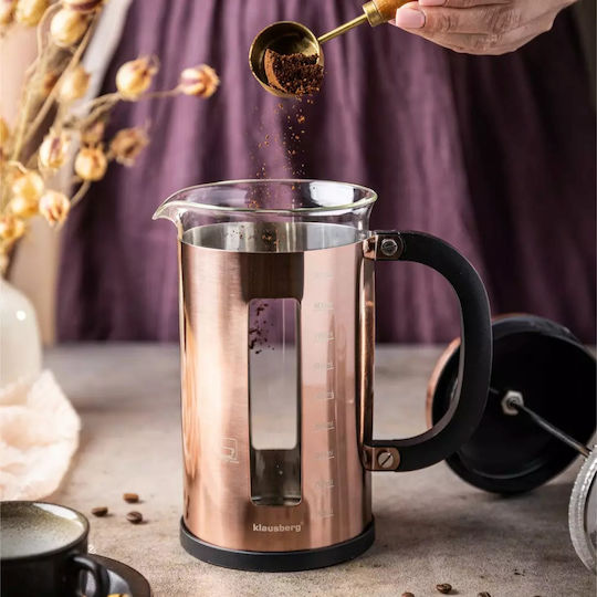 Klausberg Französische Pressstempel-Kaffeemaschine Rostfreier Stahl Bronze 1lt