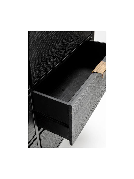 Συρταριέρα Κρεβατοκάμαρας Holz Colombo Black Velvet-Black Metal 118x39x77cm