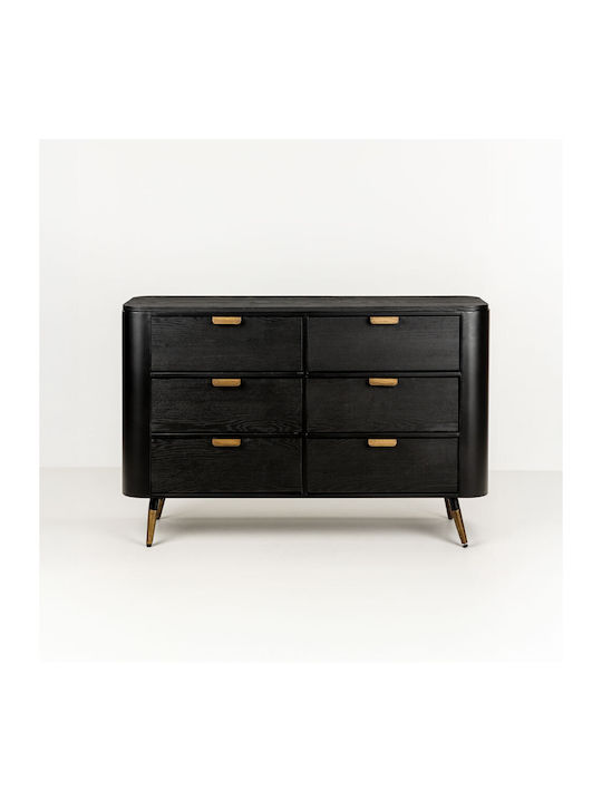 Συρταριέρα Κρεβατοκάμαρας Holz Colombo Black Velvet-Black Metal 118x39x77cm