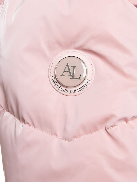 Kids' Quilted Jacket with Lining & Hood Pink