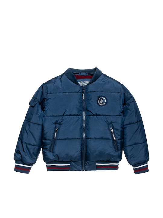 Παιδικό Casual Μπουφάν με Επένδυση & Κουκούλα Navy Μπλε