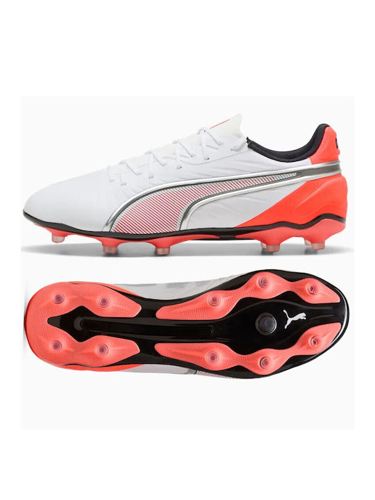 PUMA King Match FG/AG Ποδοσφαιρικά Παπούτσια με Τάπες Λευκά PUMA King Match FG/AG Ποδοσφαιρικά Παπούτσια με Τάπες Λευκά
