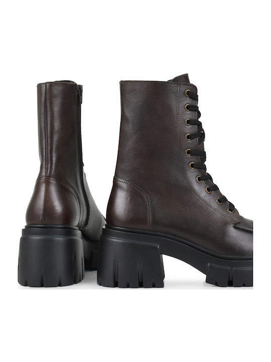 Leder Stiefeletten Damen Braun
