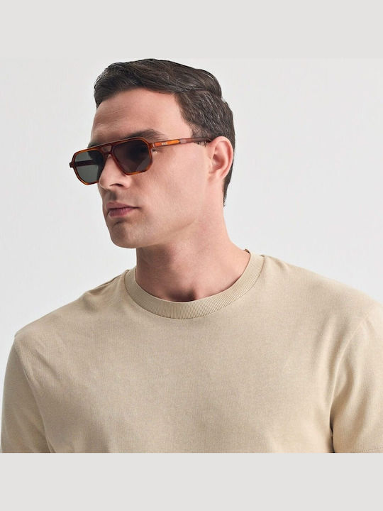 Faos Unisex Sonnenbrille mit Braun Schildkröte Kunststoff Gestell und Grün Linse 499661