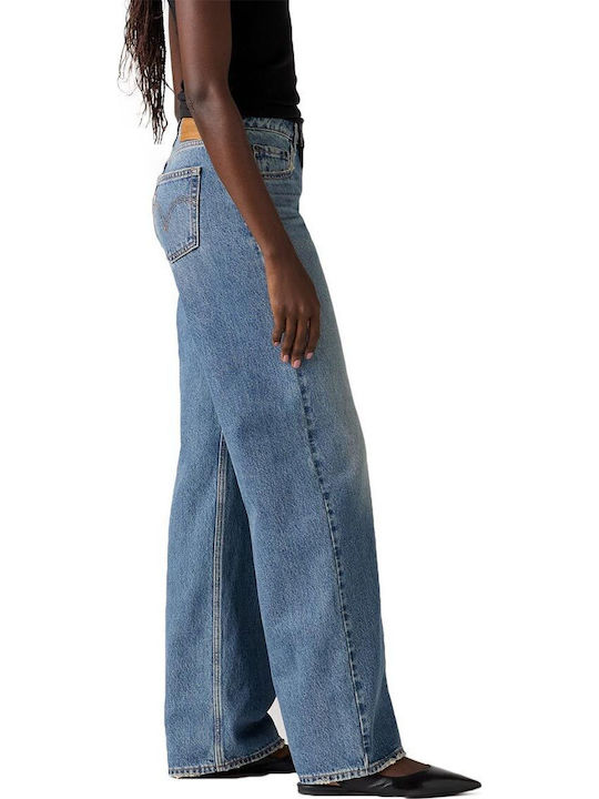 Low Waist Women's Jean Trousers in Loose Fit Medium Wash