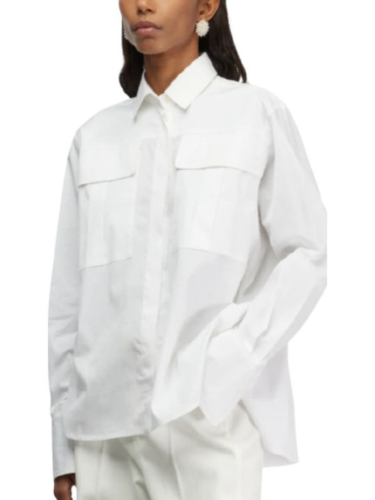 Langärmelig Damen Hemd White