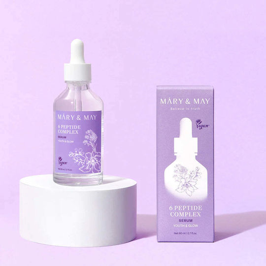 Mary & May 6 Peptide Complex Serum Hidratant și Anti-Îmbătrânire Pentru Față cu Peptide Pentru Strălucire și Tonifiere 80ml