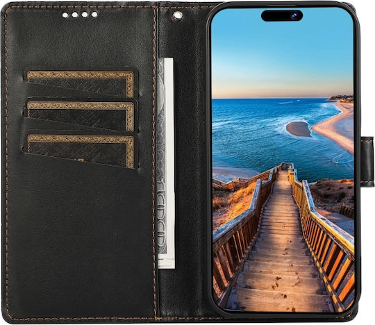 Embossed Line Wallet Leather / Silicone Black (Xiaomi 13 Ultra)