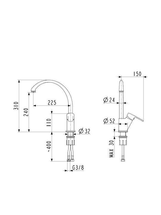 KFA Kitchen Faucet Counter Silver