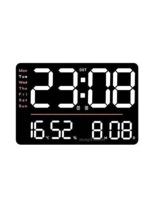 Factory Часовник На Стена Дигитален Бял 10x22см