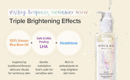 Mary & May Rice Glutathione LHA Λάδι Καθαρισμού Προσώπου 200ml