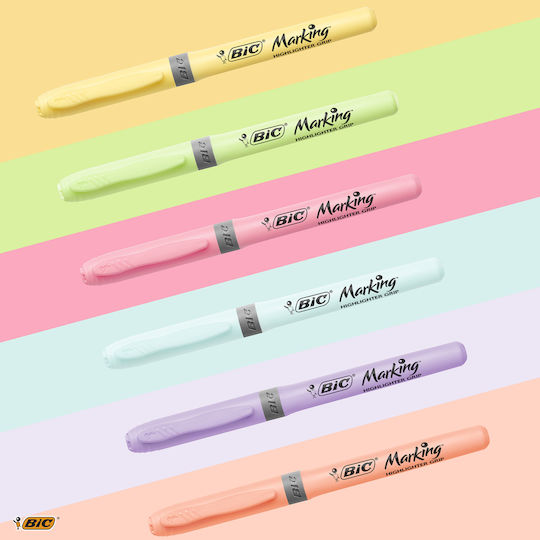 BIC Grip Pastel Mix Μαρκαδόροι Υπογράμμισης Pastel Mix Σετ 12 χρώματα