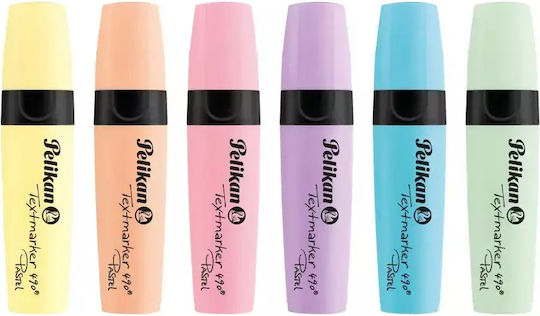 Set 6 Pelikan 490 Highlighters Pastel Colors Yellow Orange Pink Purple Blue Green