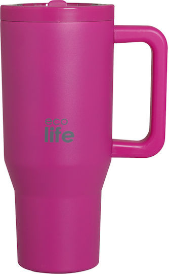 Ecolife Recyclable Handled Tumbler Thermos Stainless Steel BPA Free 900ml DOUBLE HANDLE with Straw and Handle