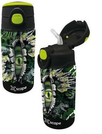 Graffiti Kinderflasche Dinosaurier Rostfreier Stahl mit Strohhalm 500ml