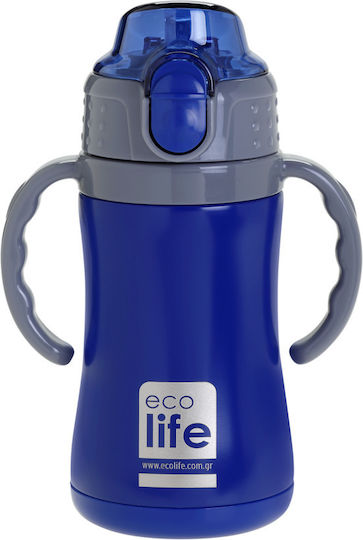 Lifegreen Детски Термос Алуминий с Цвят Син с Сламка 300ml