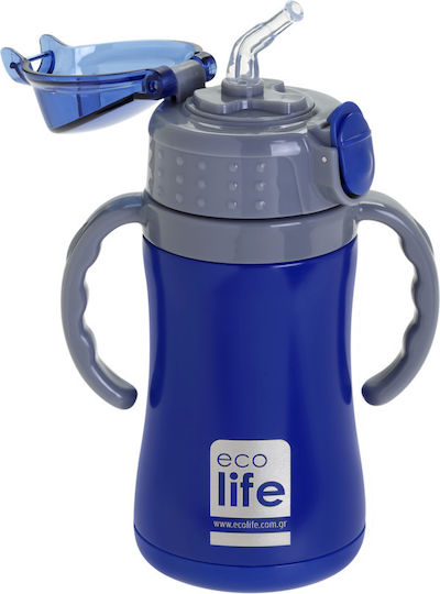 Lifegreen Детски Термос Алуминий с Цвят Син с Сламка 300ml