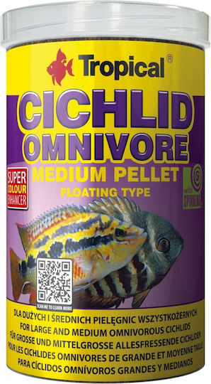Tropical Omnivore Small Pellet Cichlid Food Granules with Spirulina 1000ml