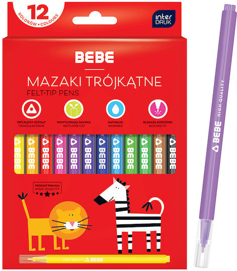 Watercolor Pen Triangular Bebe Markere de Desen Set 12buc