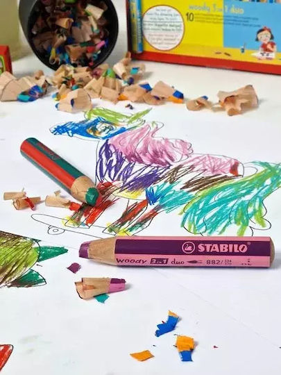 Stabilo Woody 3in1 Crayons 10 Pcs Sharpener 880/10-2