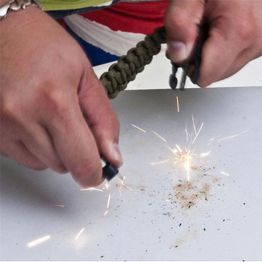 Survival Bracelet With Whistle Compass Knife & Green Rope