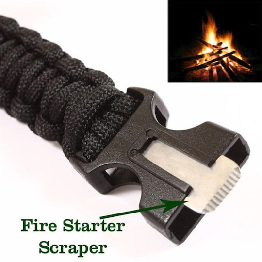 Survival Bracelet With Whistle Compass Knife & Green Rope