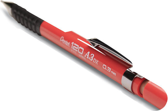 Pentel Μηχανικό Μολύβι Σχεδίου Μεταλλικό 0.3mm 1τμχ Κόκκινο