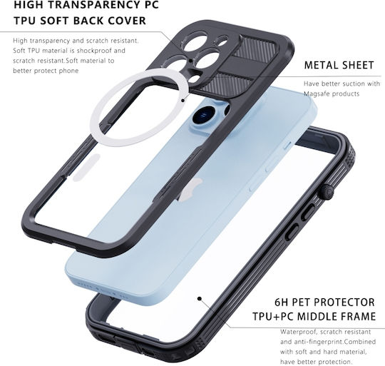 Redpepper IPX68 Ares 360 Full Cover Αδιάβροχο Μαύρο (iPhone 14 Pro)