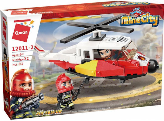 Qman Τουβλάκια Rescue Helicopter για 6+ Ετών 91τμχ