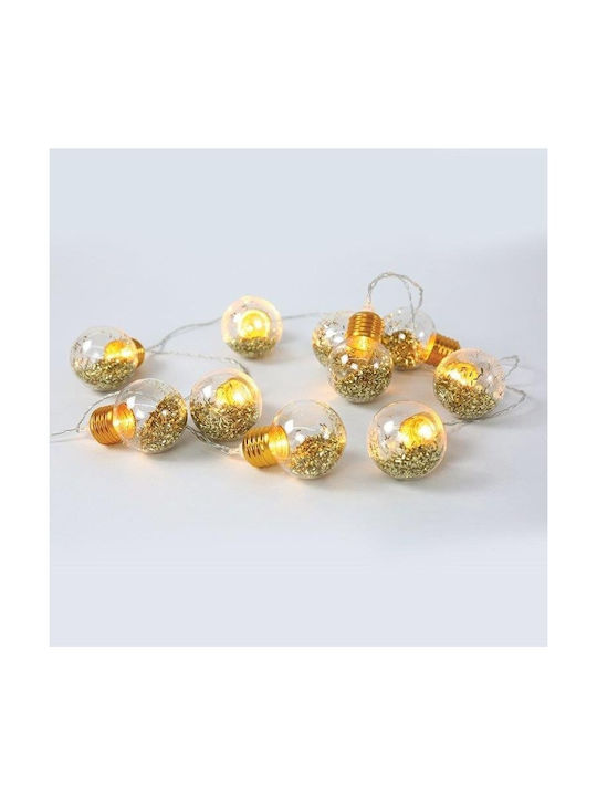 10 Lights LED 1.35m. Warm White Battery in String 1pcs