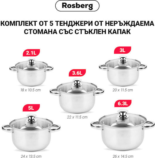 Rosberg Комплект Саксии от Неръждаема Стомана 10 Части