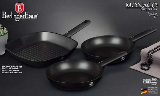 Berlinger Haus Monaco Collection Σετ Τηγάνια από Αλουμίνιο Monaco Collection με Επίστρωση από Πέτρα 3τμχ