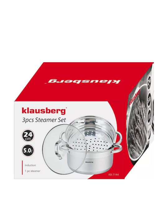 Klausberg Βαθιά Ανοξείδωτη Κατσαρόλα Ατμού 5lt / 24cm