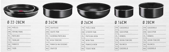 Tefal Ingenio Easy Cook & Clean Aluminum Black Cookware Set 6 Pieces