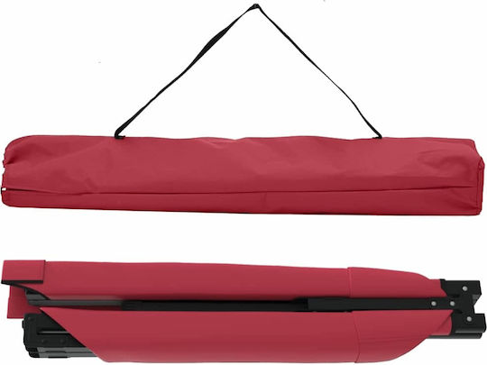 Folding Guest Bed Campaign Single Red Set 2 Pieces 210x80x46cm