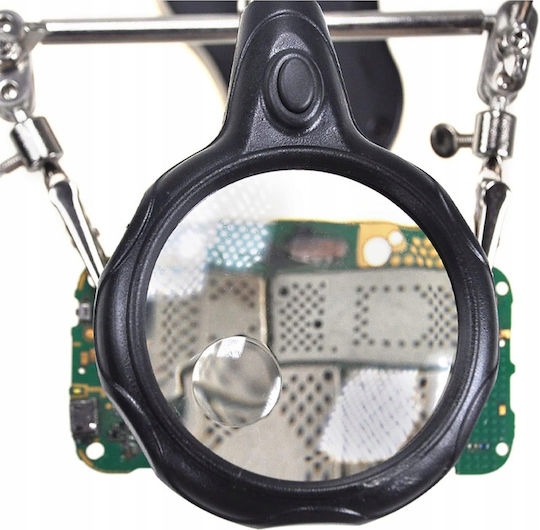 Third Hand Magnifier 3.5x 12x Te-801 2x Led Soldering Iron Holder Adjustable Alligator Clips Stable Base 10x6cm Height 26cm