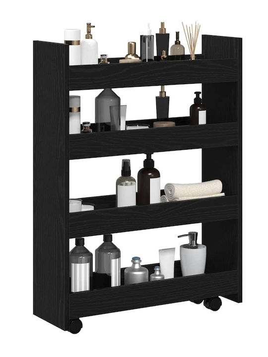vidaXL Wooden Kitchen Trolley 4 Tiers Black 60x20x82cm