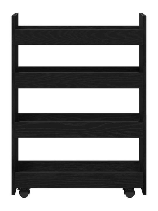 vidaXL Wooden Kitchen Trolley 4 Tiers Black 60x20x82cm