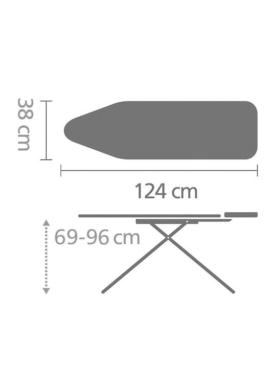 Brabantia Ironing Board for Steam Iron Foldable Ecru 124x38x96cm